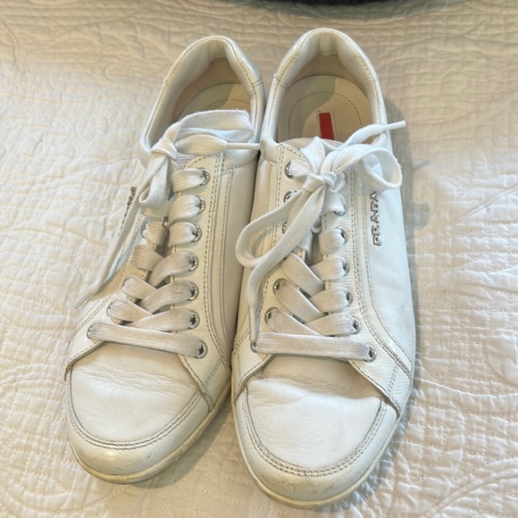 PRADA white sneakers size 37.5 - Picture 1 of 5
